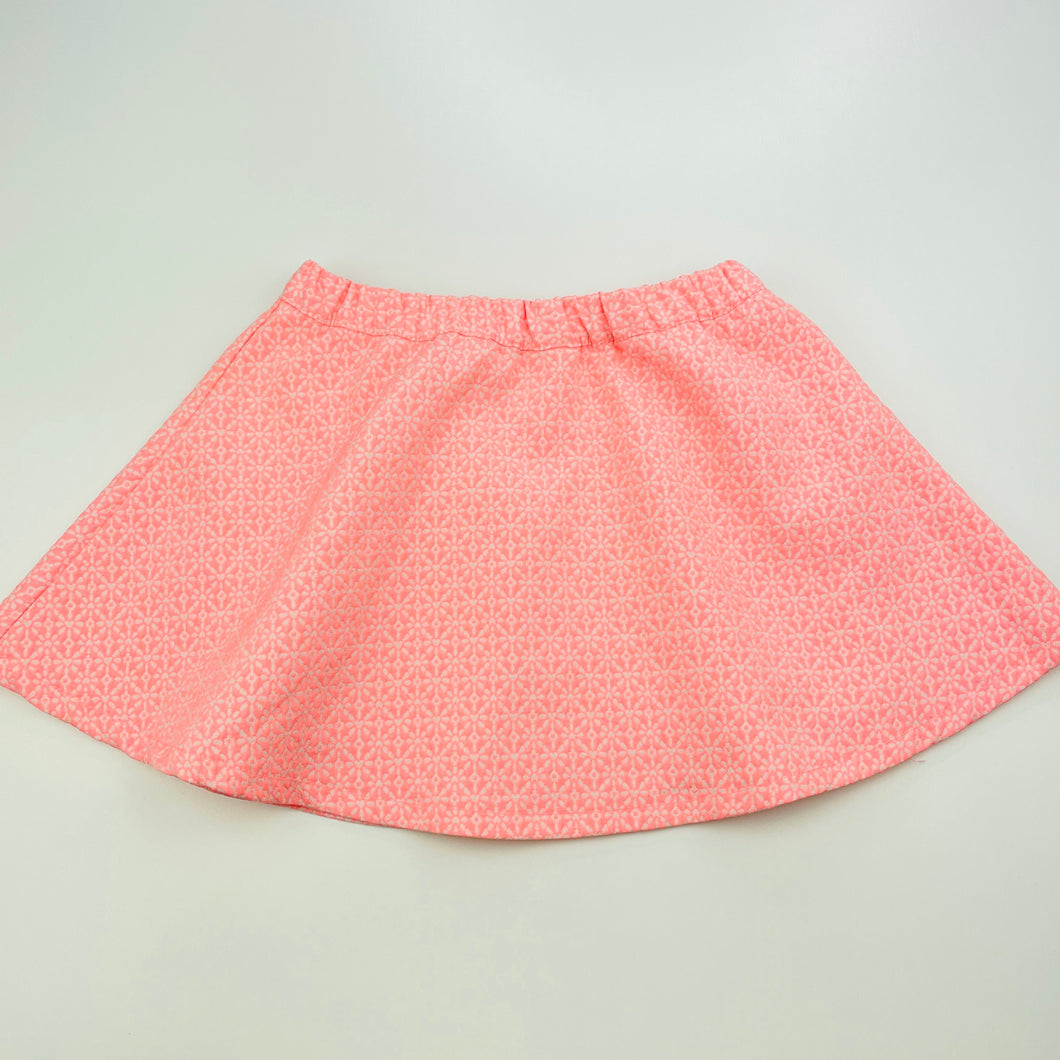 Girls Target, cotton lined pink & white skirt, elasticated, L: 26.5cm, GUC, size 3,  