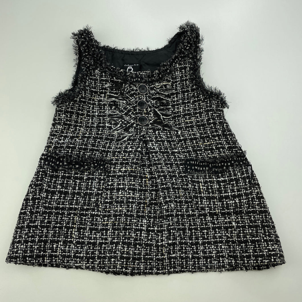 Girls Sista, lined black & white casual dress, GUC, size 1, L: 40cm