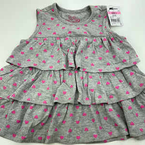 Girls H&T, grey tiered top, heart, NEW, size 3,  