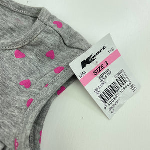 Girls H&T, grey tiered top, heart, NEW, size 3,  