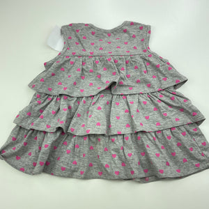 Girls H&T, grey tiered top, heart, NEW, size 3,  