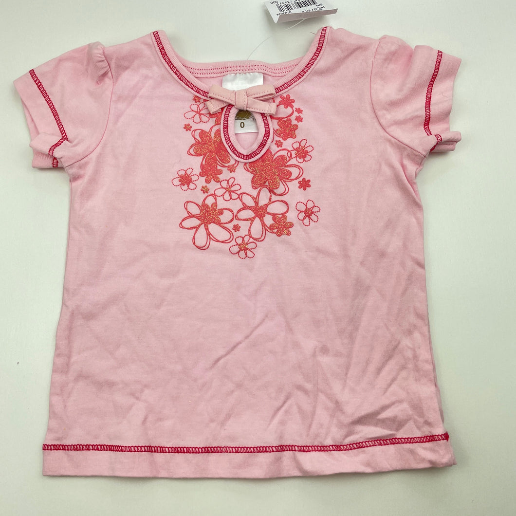 Girls Tiny Little Wonders, pink cotton t-shirt / top, NEW, size 0,  