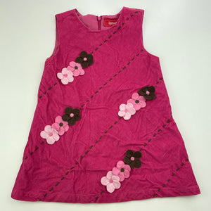 Girls Sprout, lined corduroy cotton dress, flowers, GUC, size 1, L: 44cm