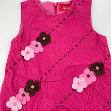 Load image into Gallery viewer, Girls Sprout, lined corduroy cotton dress, flowers, GUC, size 1, L: 44cm