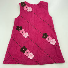 Load image into Gallery viewer, Girls Sprout, lined corduroy cotton dress, flowers, GUC, size 1, L: 44cm