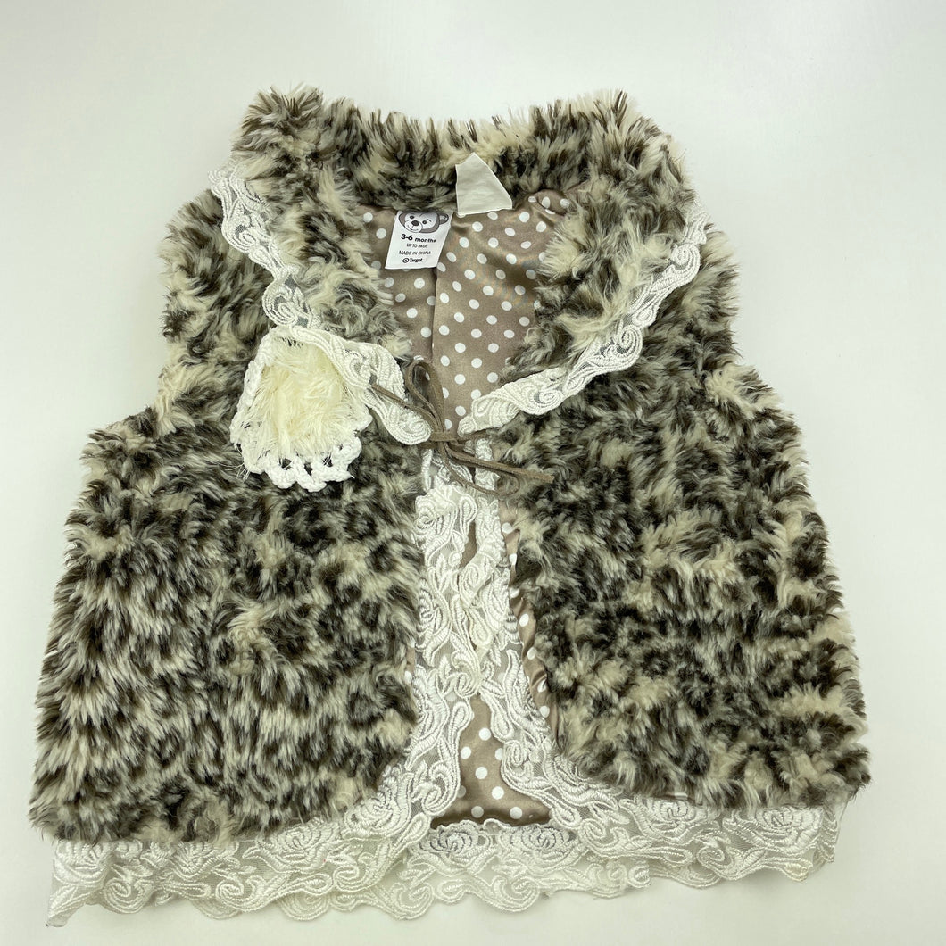 Girls Target, animal print faux fur vest, GUC, size 00,  