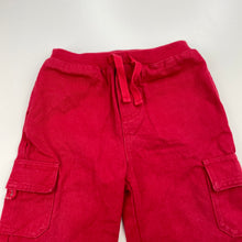 Load image into Gallery viewer, Boys Bertini, red cotton cargo pants, elasticated, GUC, size 0,  