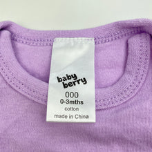 Load image into Gallery viewer, Girls Baby Berry, purple cotton bodysuit / romper, GUC, size 000,  
