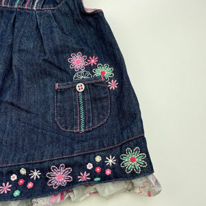 Girls Target, denim casual dress, GUC, size 00, L: 33cm