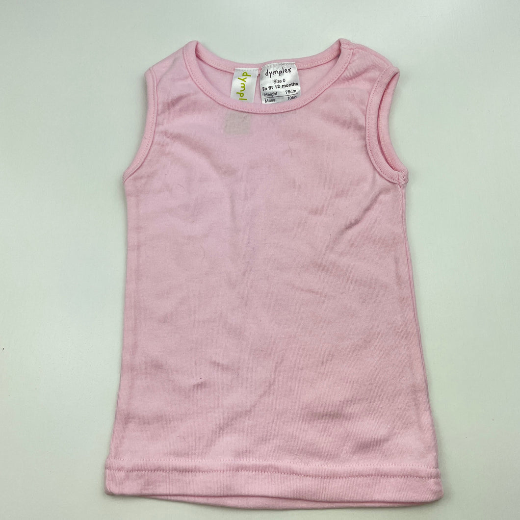 Girls Dymples, pink cotton singlet top, EUC, size 0,  