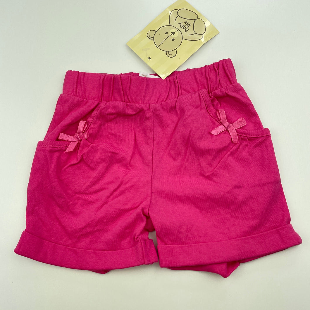 Girls Baby Biz, pink cotton shorts, elasticated, NEW, size 00,  