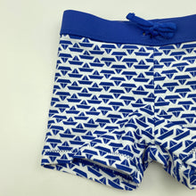 Load image into Gallery viewer, Boys Target, blue &amp; white swim shorts, elasticated, FUC, size 00,  