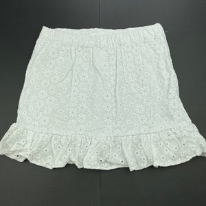 Girls KID, lined broderie cotton skirt, elasticated, L: 33cm, FUC, size 7,  