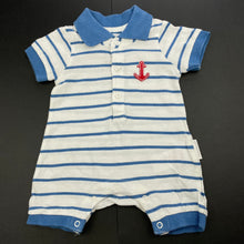 Load image into Gallery viewer, Boys purebaby, organic cotton striped romper, GUC, size 0000,  