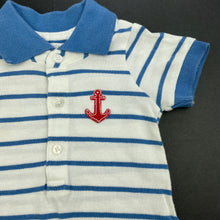 Load image into Gallery viewer, Boys purebaby, organic cotton striped romper, GUC, size 0000,  