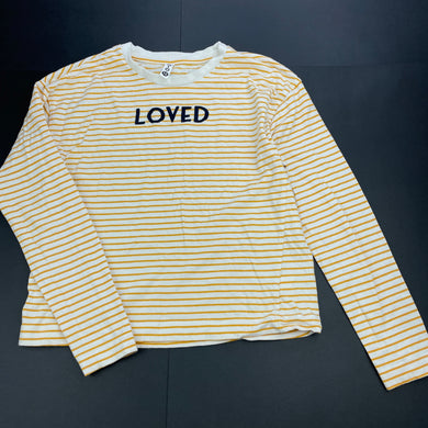 Girls KID, mustard stripe cotton long sleeve top, FUC, size 12,  