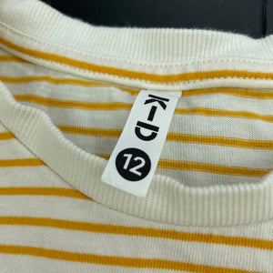 Girls KID, mustard stripe cotton long sleeve top, FUC, size 12,  