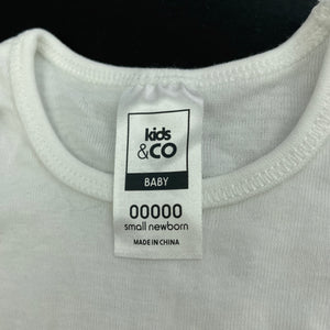unisex Kids & Co, white cotton bodysuit / romper, EUC, size 00000,  
