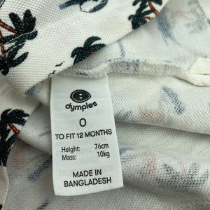 Boys Dymples, cotton polo shirt / top, tigers, EUC, size 0,  