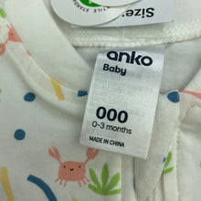 Load image into Gallery viewer, unisex Anko, organic cotton blend 2-way zip romper, NEW, size 000,  
