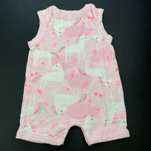 Load image into Gallery viewer, Girls Dymples, cotton romper, unicorns, EUC, size 0000,  