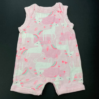 Girls Dymples, cotton romper, unicorns, EUC, size 0000,  