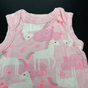 Girls Dymples, cotton romper, unicorns, EUC, size 0000,  