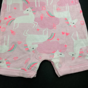 Girls Dymples, cotton romper, unicorns, EUC, size 0000,  