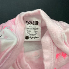 Load image into Gallery viewer, Girls Dymples, cotton romper, unicorns, EUC, size 0000,  
