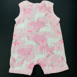 Girls Dymples, cotton romper, unicorns, EUC, size 0000,  