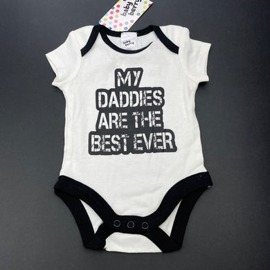 unisex Baby Berry, black & white cotton bodysuit / romper, NEW, size 000,  