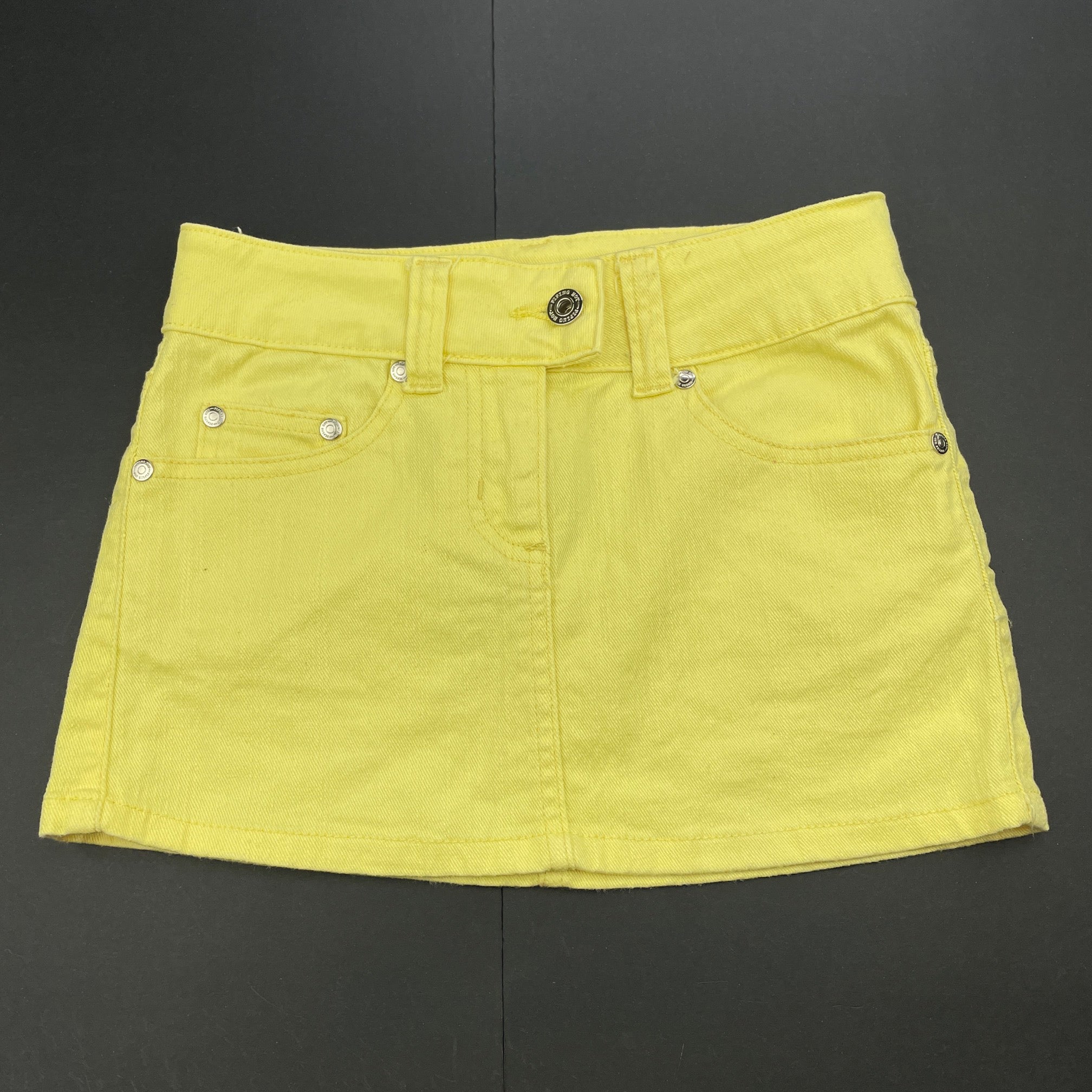 Piping Hot, yellow stretch denim skirt, W: 63cm, L: 26cm, EUC