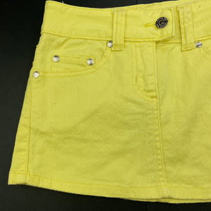 Girls Piping Hot, yellow stretch denim skirt, W: 63cm, L: 26cm, EUC, size 7,  