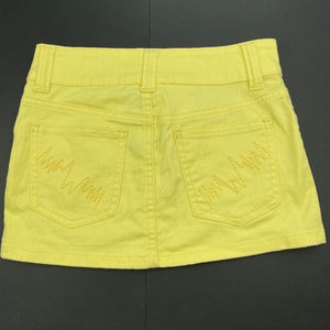 Girls Piping Hot, yellow stretch denim skirt, W: 63cm, L: 26cm, EUC, size 7,  
