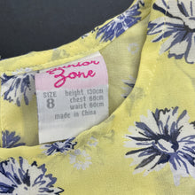 Load image into Gallery viewer, Girls Junior Zone, lined lightweight floral party dress, GUC, size 8, L: 63cm