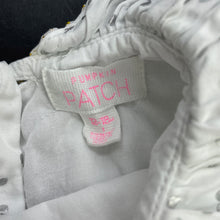 Load image into Gallery viewer, Girls Pumpkin Patch, lined white &amp; silver spot cotton party dress, GUC, size 1, L: 50cm