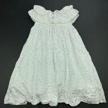 Load image into Gallery viewer, Girls Pumpkin Patch, lined white &amp; silver spot cotton party dress, GUC, size 1, L: 50cm