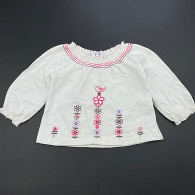 Girls Target, embroidered cotton long sleeve top, FUC, size 00,  