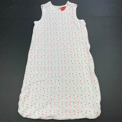 Girls TheKidStore, white & pink stretch cotton sleeping bag, light mark on front, no Tog rating, FUC, size 0,  