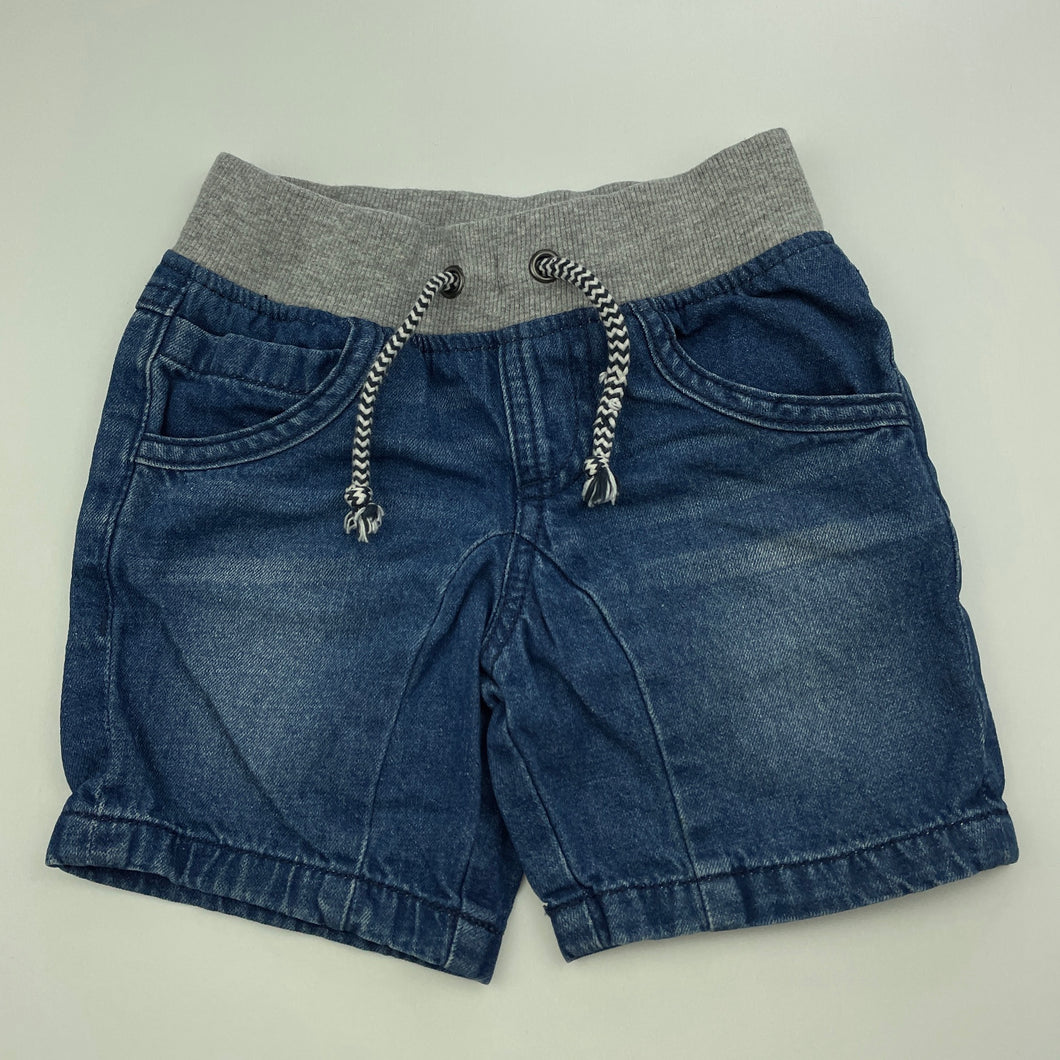 Boys H&T, blue denim shorts, elasticated, GUC, size 1,  