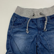 Load image into Gallery viewer, Boys H&amp;T, blue denim shorts, elasticated, GUC, size 1,  