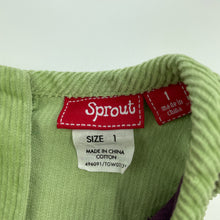 Load image into Gallery viewer, Girls Sprout, embroidered corduroy cotton dress, small mark back neck, FUC, size 1, L: 44cm