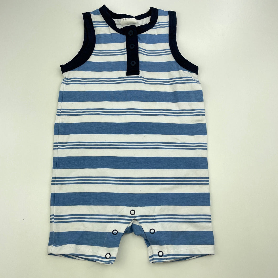 Boys Milky, blue & white stripe romper, FUC, size 0,  