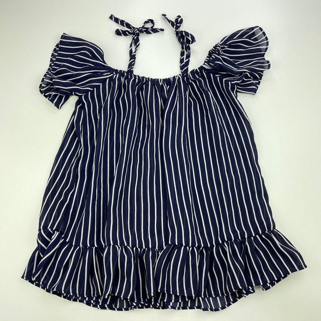Girls Tian Xinkeer, navy striped lightweight top, EUC, size 7,  