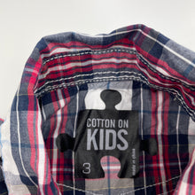 Load image into Gallery viewer, Boys Cotton On, cotton long sleeve shirt, bottom button missing, FUC, size 3,  