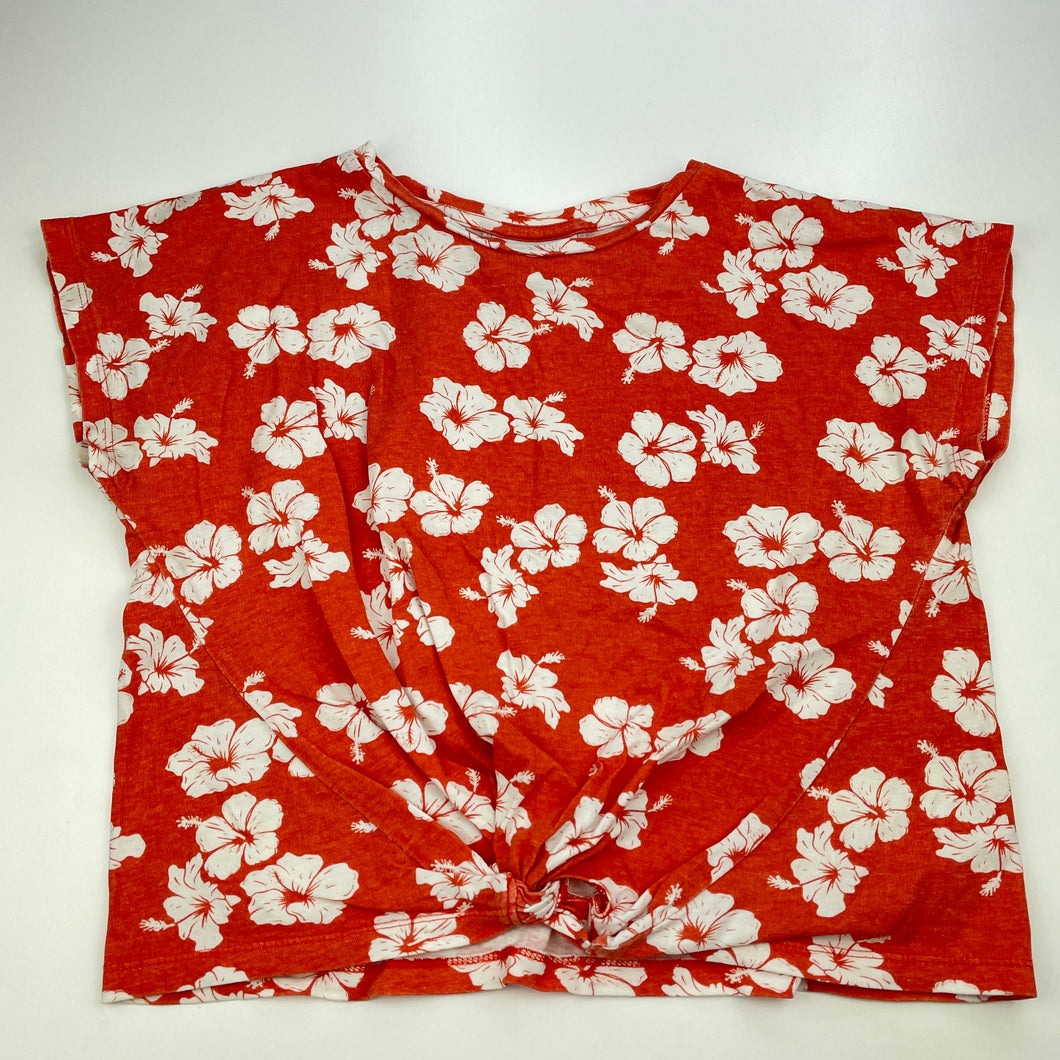 Girls Mango, floral cotton twist front top, FUC, size 12,  