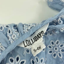 Load image into Gallery viewer, Girls LOLLIDAYS, broderie cotton summer dress, GUC, size 5-6, L: 60cm