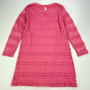 Girls Target, lined pink lace dress, FUC, size 5, L: 56cm