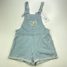Load image into Gallery viewer, Girls Piping Hot, embroidered denim overalls / shortalls, NEW, size 4,  