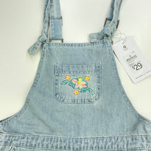 Load image into Gallery viewer, Girls Piping Hot, embroidered denim overalls / shortalls, NEW, size 4,  